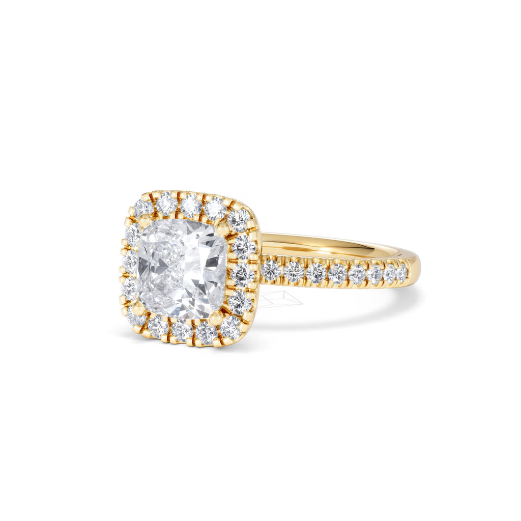 2.05ct Beatrice Lab Diamond Halo Engagement Ring in 18K Gold F/VS1
