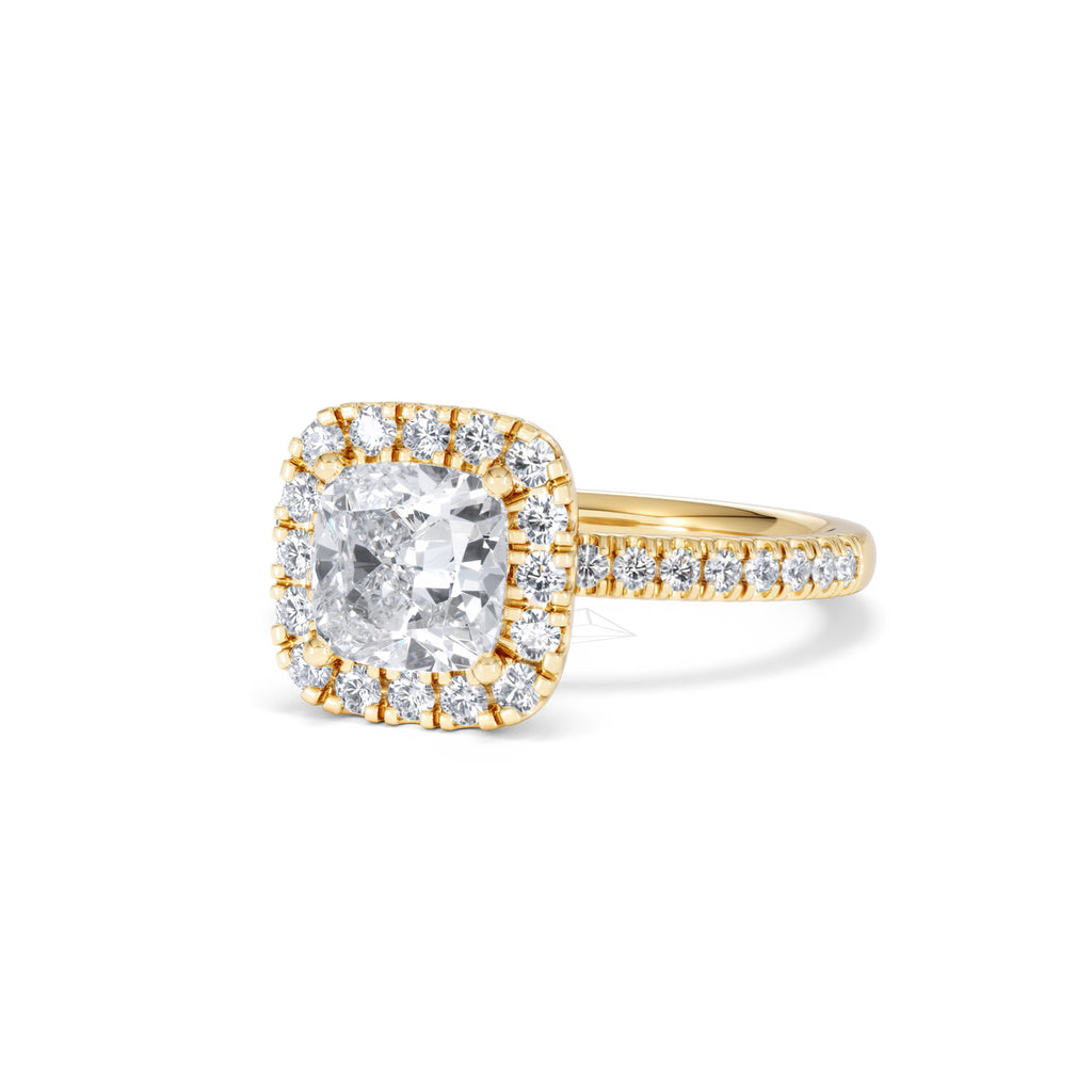 2.05ct Beatrice Lab Diamond Halo Engagement Ring in 18K Gold F/VS1