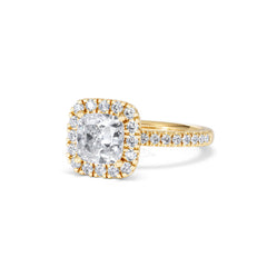 2.05ct Beatrice Lab Diamond Halo Engagement Ring in 18K Gold F/VS1