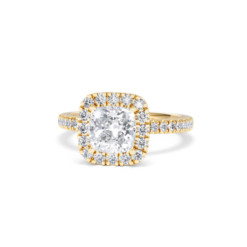 2.05ct Beatrice Lab Diamond Halo Engagement Ring in 18K Gold F/VS1
