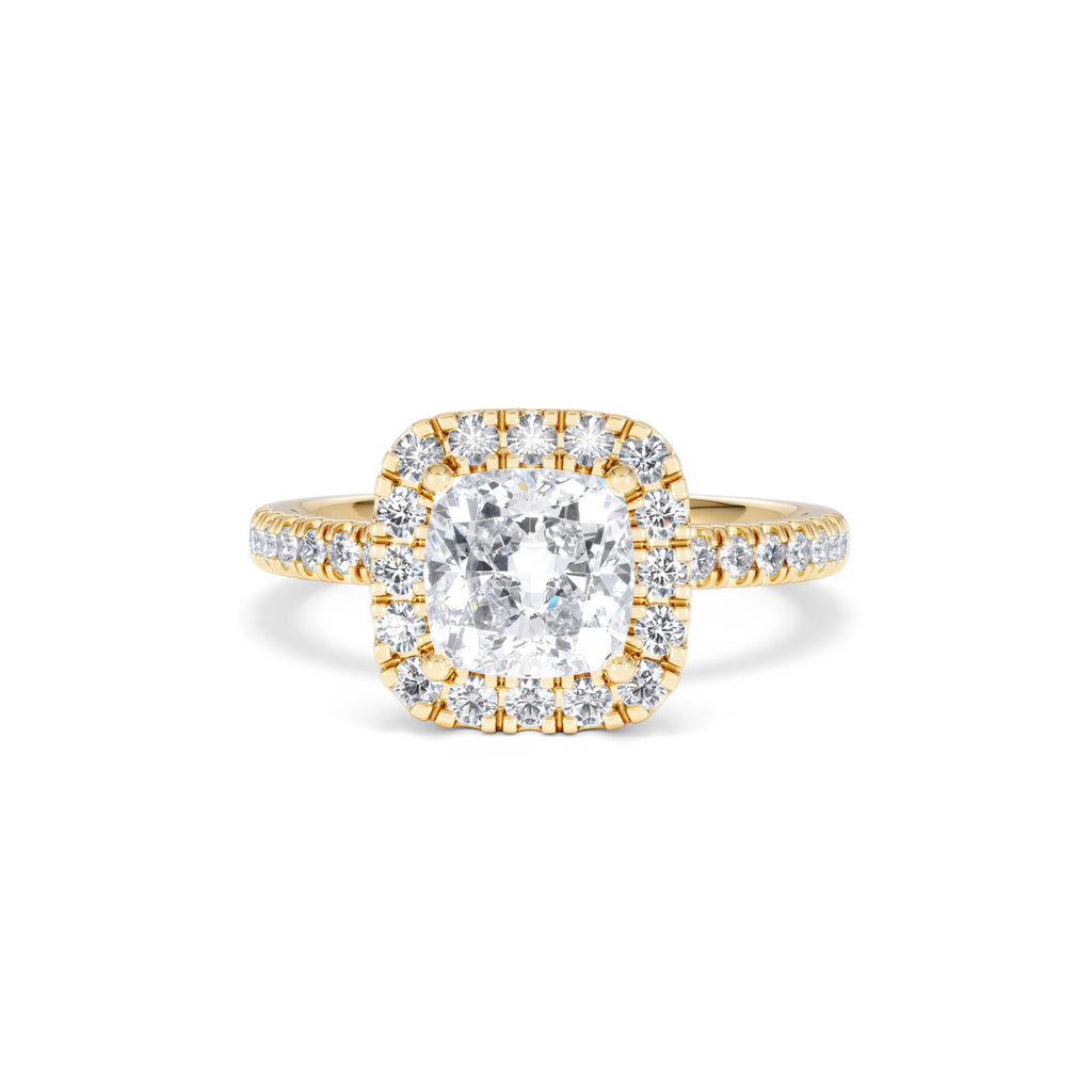 2.05ct Beatrice Lab Diamond Halo Engagement Ring in 18K Gold F/VS1