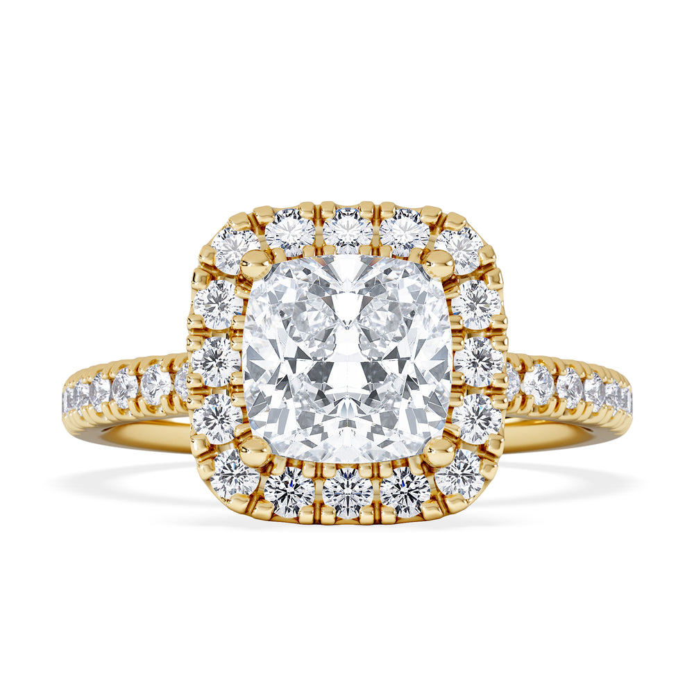 2.05ct Beatrice Lab Diamond Halo Engagement Ring in 18K Gold F/VS1