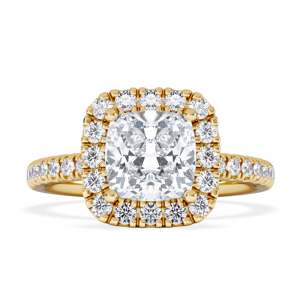2.05ct Beatrice Lab Diamond Halo Engagement Ring in 18K Gold F/VS1