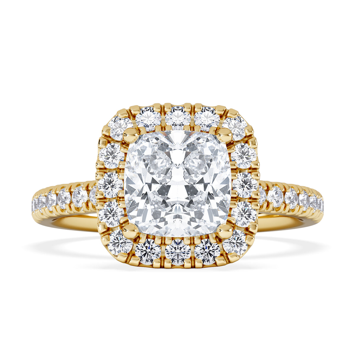 2.05ct Beatrice Lab Diamond Halo Engagement Ring in 18K Gold F/VS1