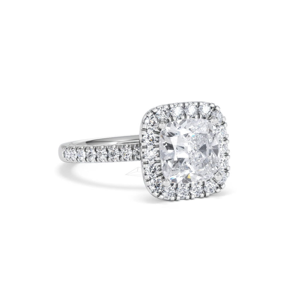 2.60ct Beatrice Lab Diamond Halo Engagement Ring in Platinum F/VS1