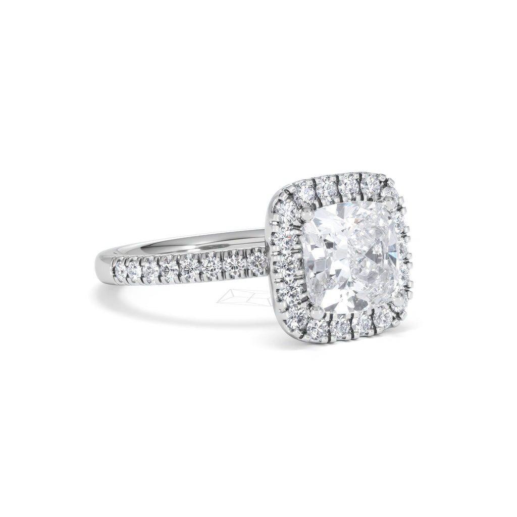 2.60ct Beatrice Lab Diamond Halo Engagement Ring in Platinum F/VS1
