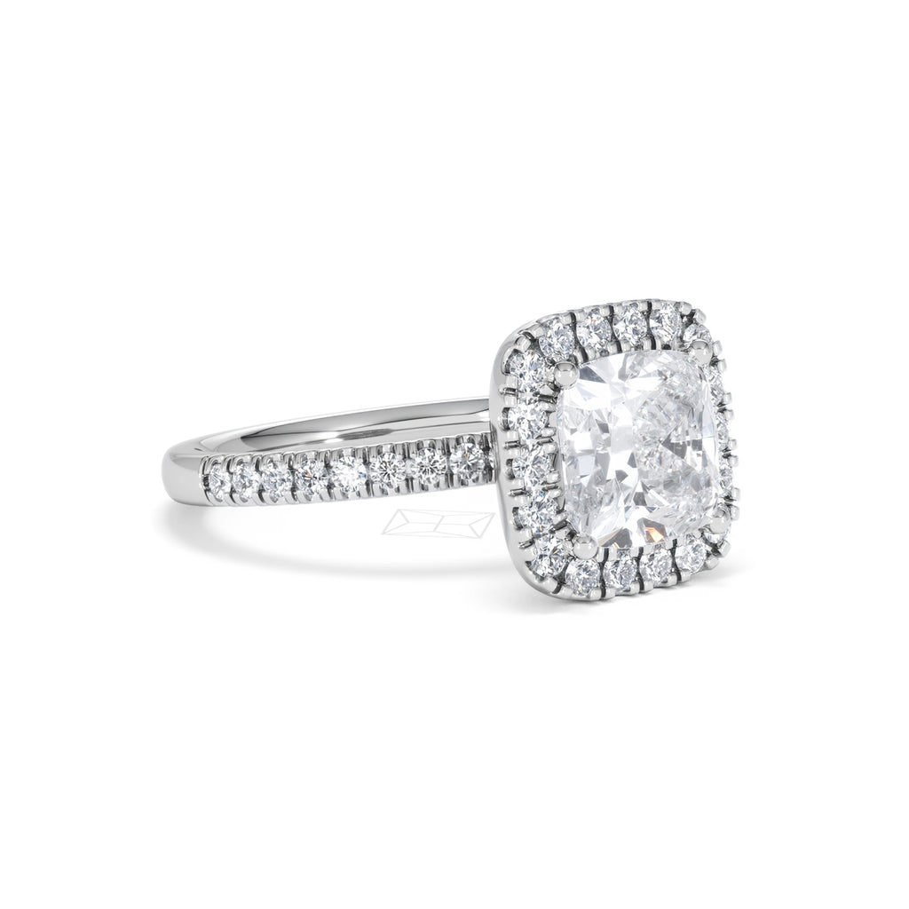 2.60ct Beatrice Lab Diamond Halo Engagement Ring in Platinum F/VS1