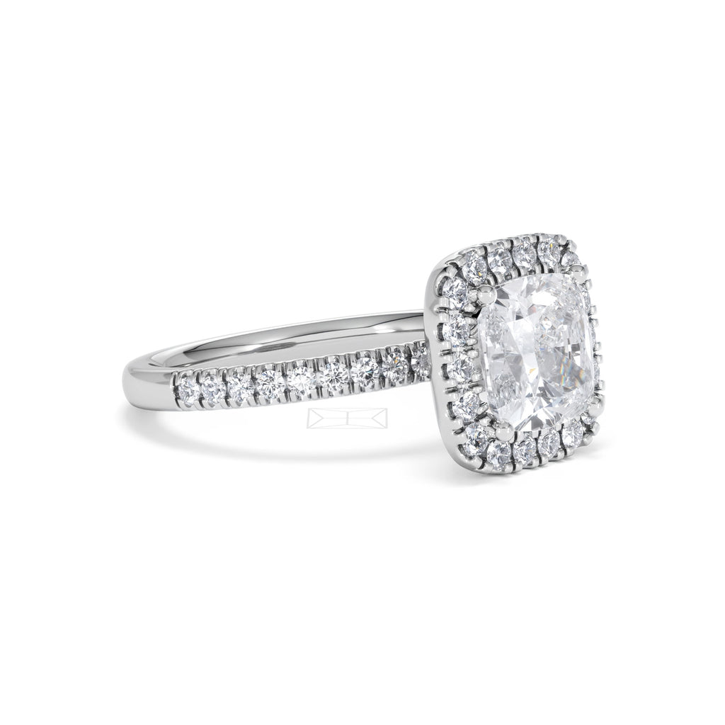 2.60ct Beatrice Lab Diamond Halo Engagement Ring 18K White Gold F/VS1