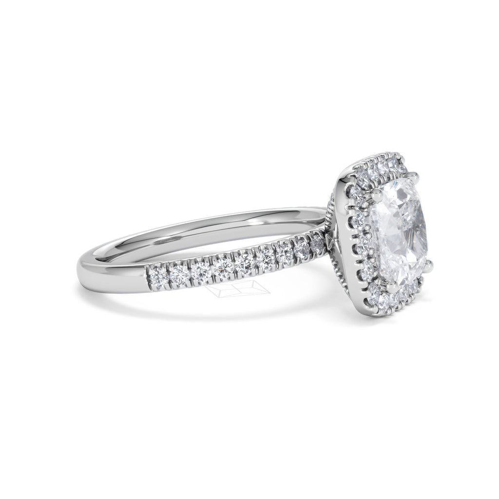 2.60ct Beatrice Lab Diamond Halo Engagement Ring 18K White Gold F/VS1