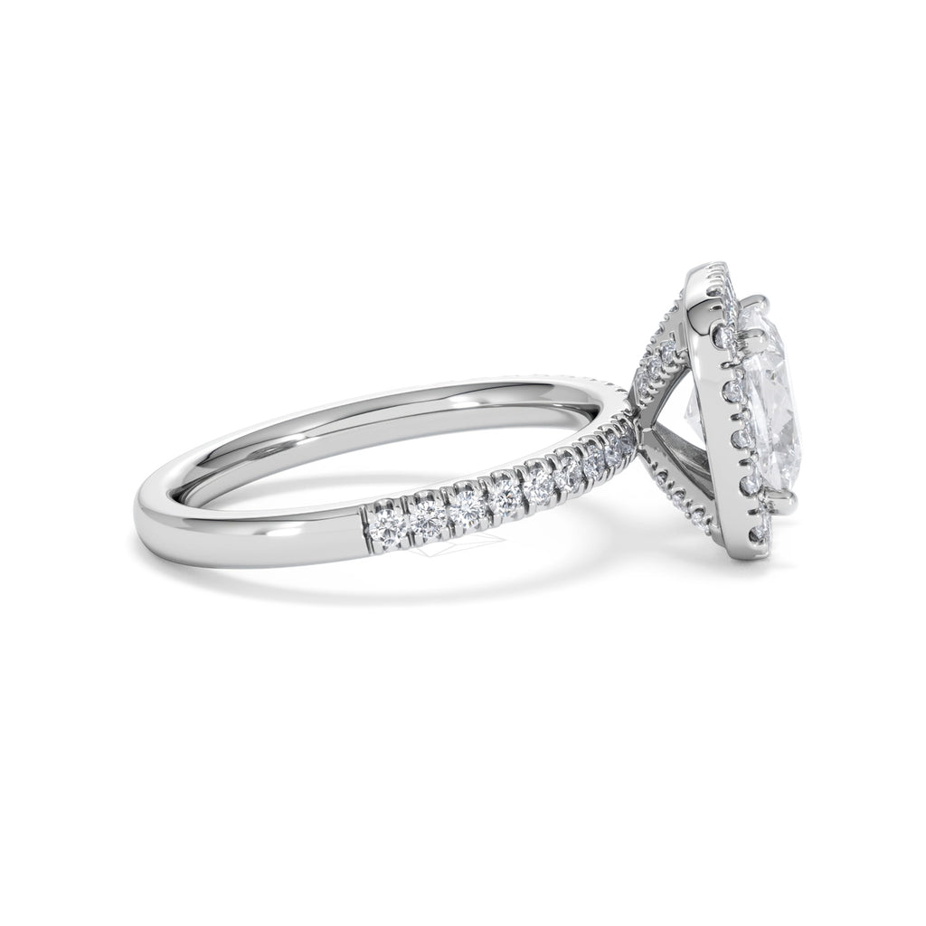 2.60ct Beatrice Lab Diamond Halo Engagement Ring 18K White Gold F/VS1