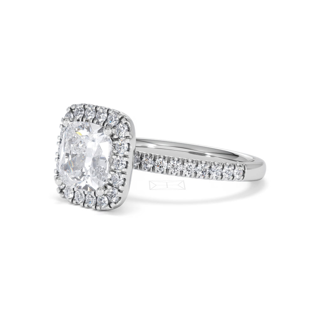 2.60ct Beatrice Lab Diamond Halo Engagement Ring in Platinum F/VS1