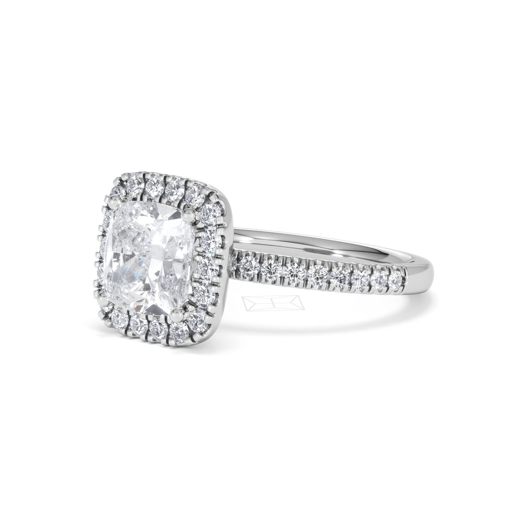 2.60ct Beatrice Lab Diamond Halo Engagement Ring 18K White Gold F/VS1