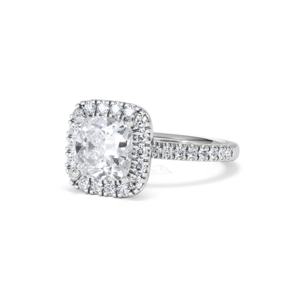 2.60ct Beatrice Lab Diamond Halo Engagement Ring in Platinum F/VS1