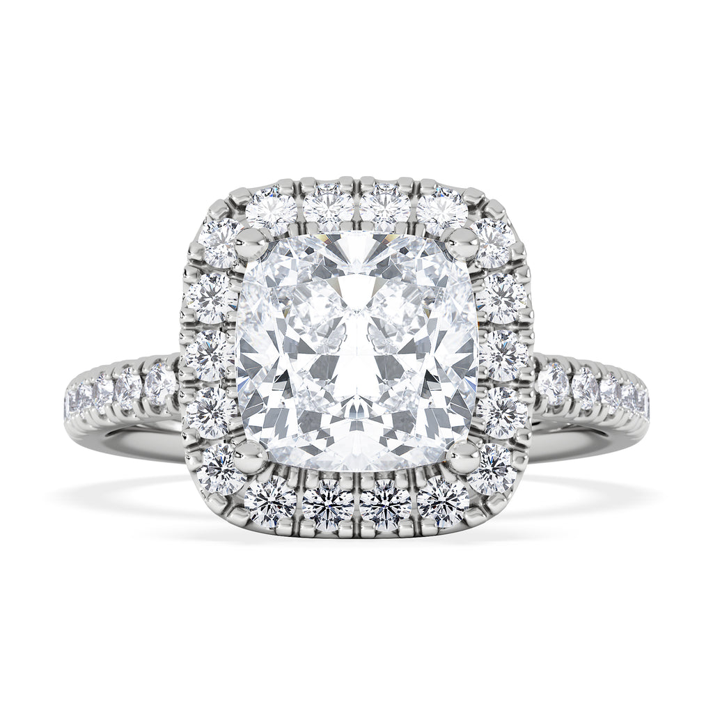 2.60ct Beatrice Lab Diamond Halo Engagement Ring in Platinum F/VS1
