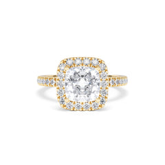 2.60ct Beatrice Lab Diamond Halo Engagement Ring in 18K Gold F/VS1