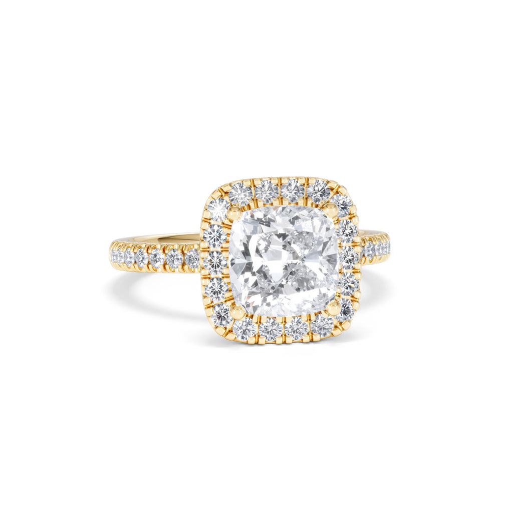 2.60ct Beatrice Lab Diamond Halo Engagement Ring in 18K Gold F/VS1
