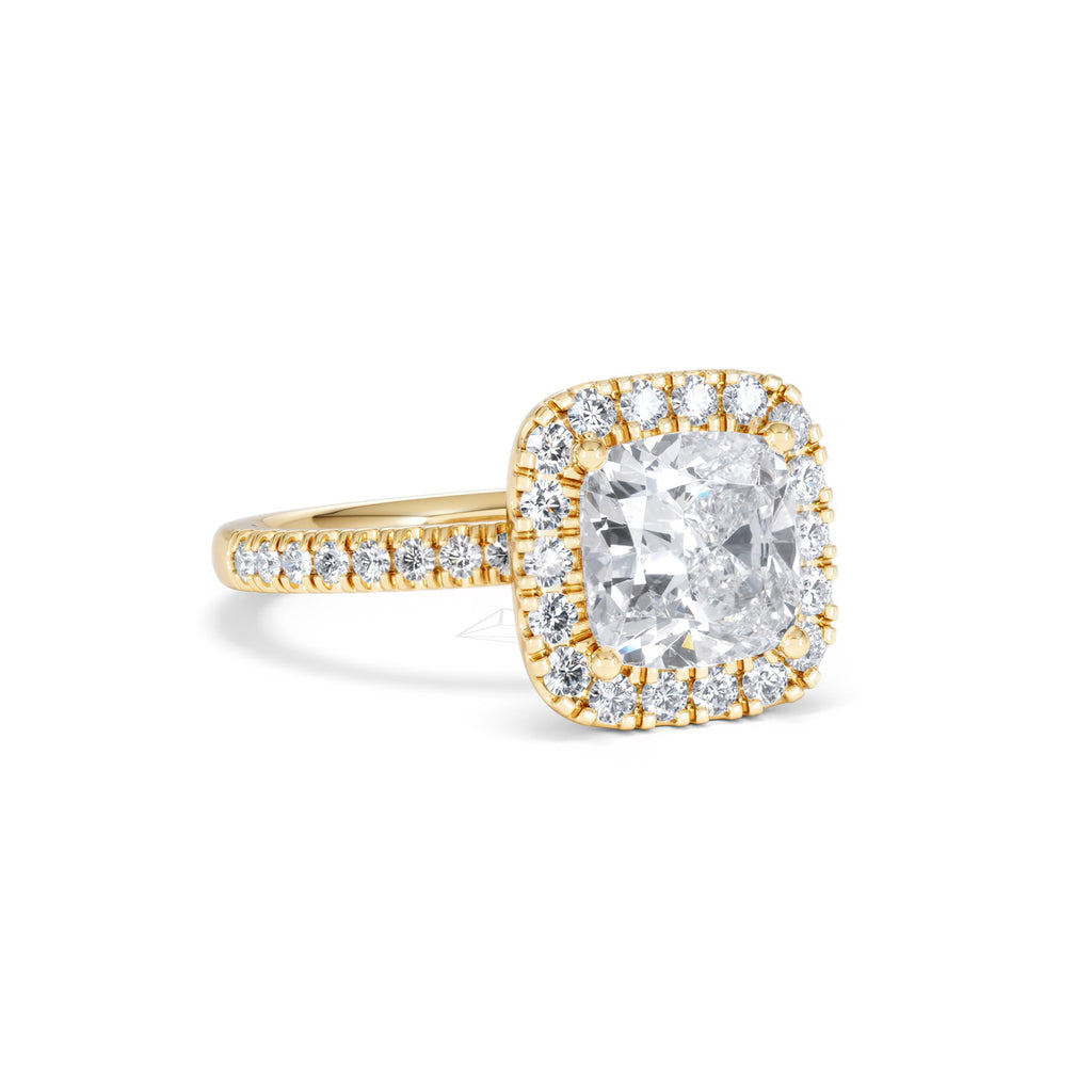 2.60ct Beatrice Lab Diamond Halo Engagement Ring in 18K Gold F/VS1