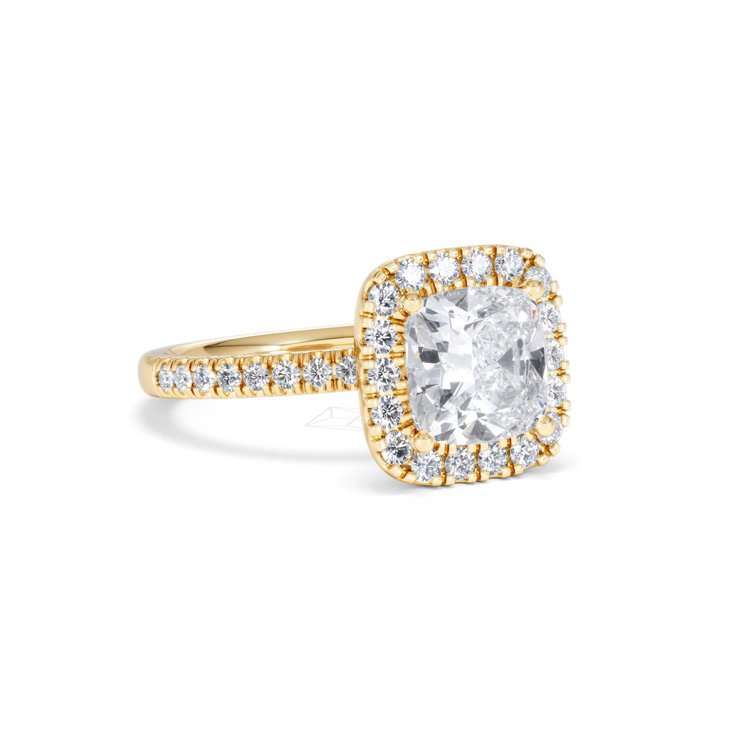 2.60ct Beatrice Lab Diamond Halo Engagement Ring in 18K Gold F/VS1