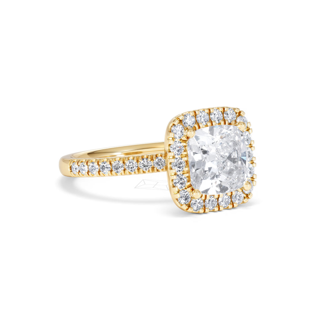 2.60ct Beatrice Lab Diamond Halo Engagement Ring in 18K Gold F/VS1