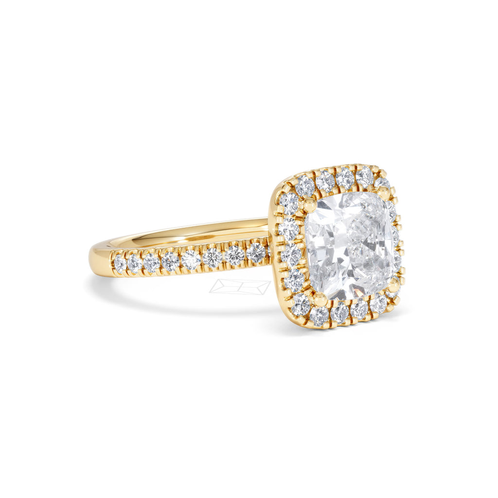 2.60ct Beatrice Lab Diamond Halo Engagement Ring in 18K Gold F/VS1
