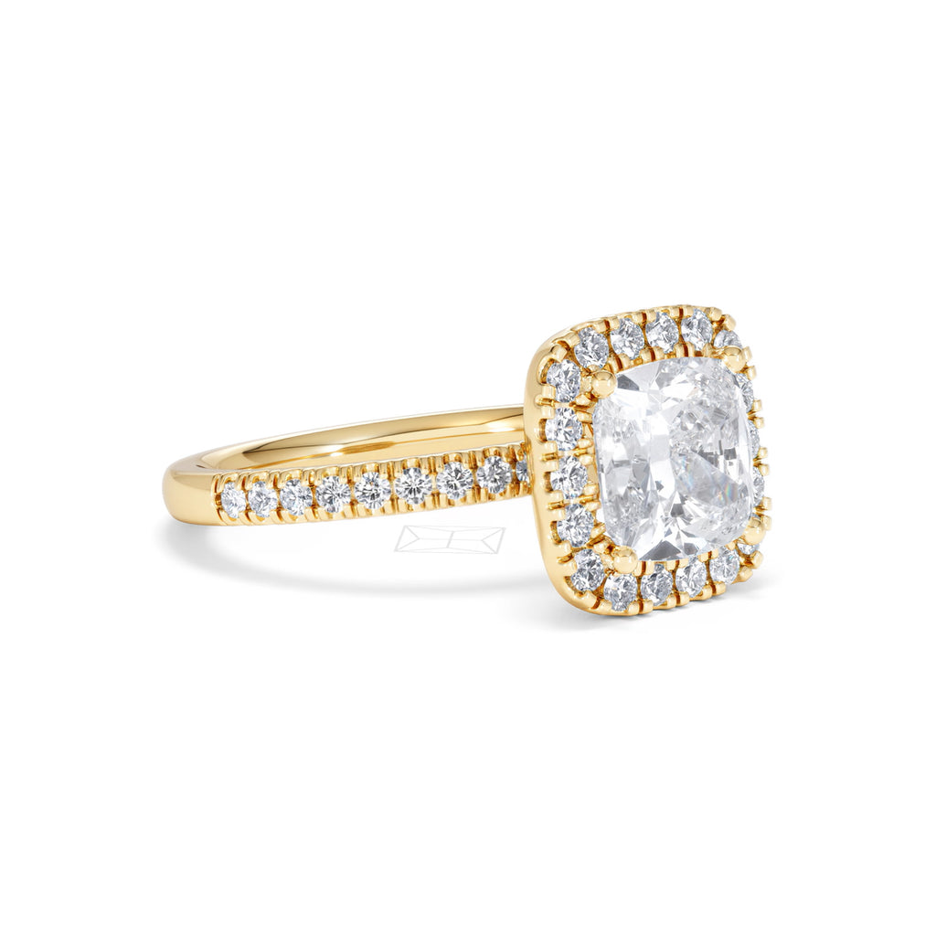 2.60ct Beatrice Lab Diamond Halo Engagement Ring in 18K Gold F/VS1