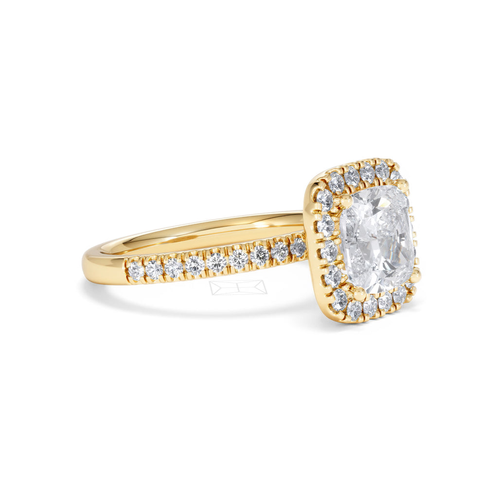 2.60ct Beatrice Lab Diamond Halo Engagement Ring in 18K Gold F/VS1