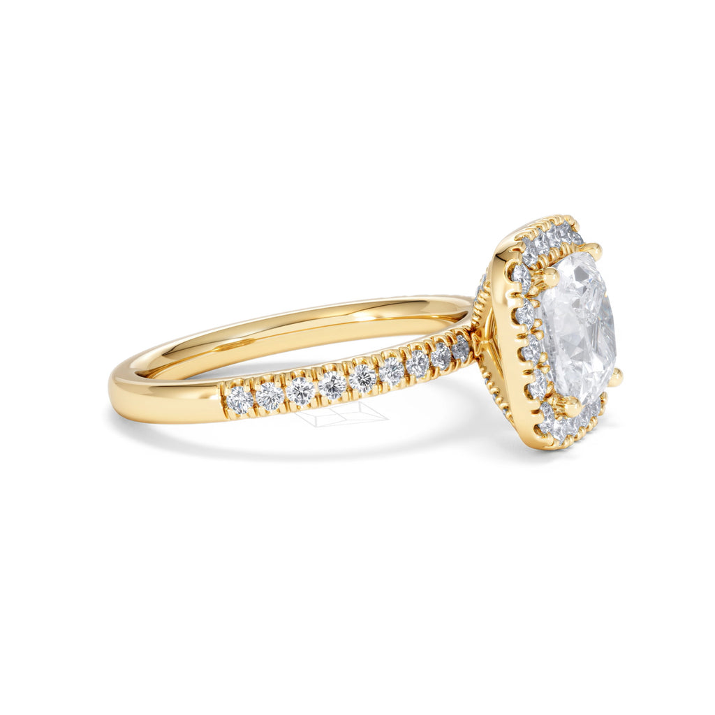 2.60ct Beatrice Lab Diamond Halo Engagement Ring in 18K Gold F/VS1