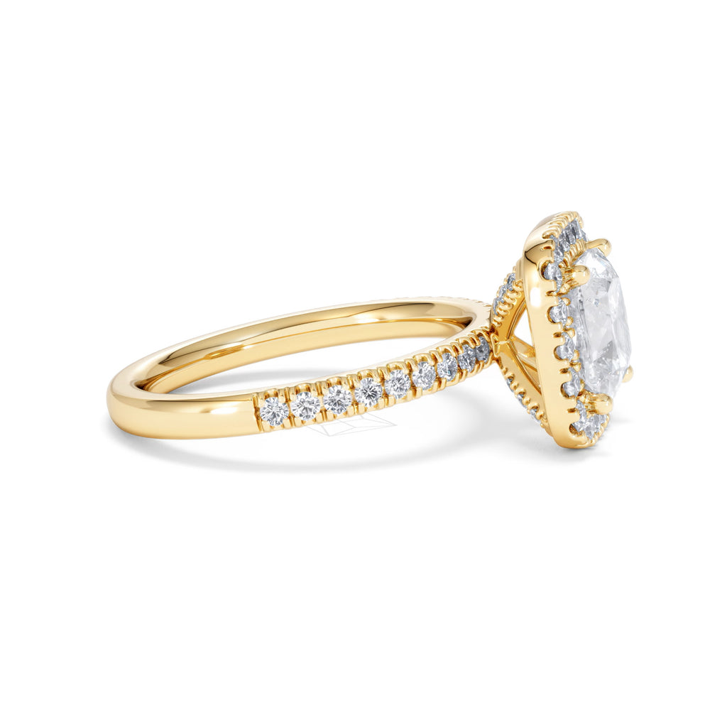 2.60ct Beatrice Lab Diamond Halo Engagement Ring in 18K Gold F/VS1