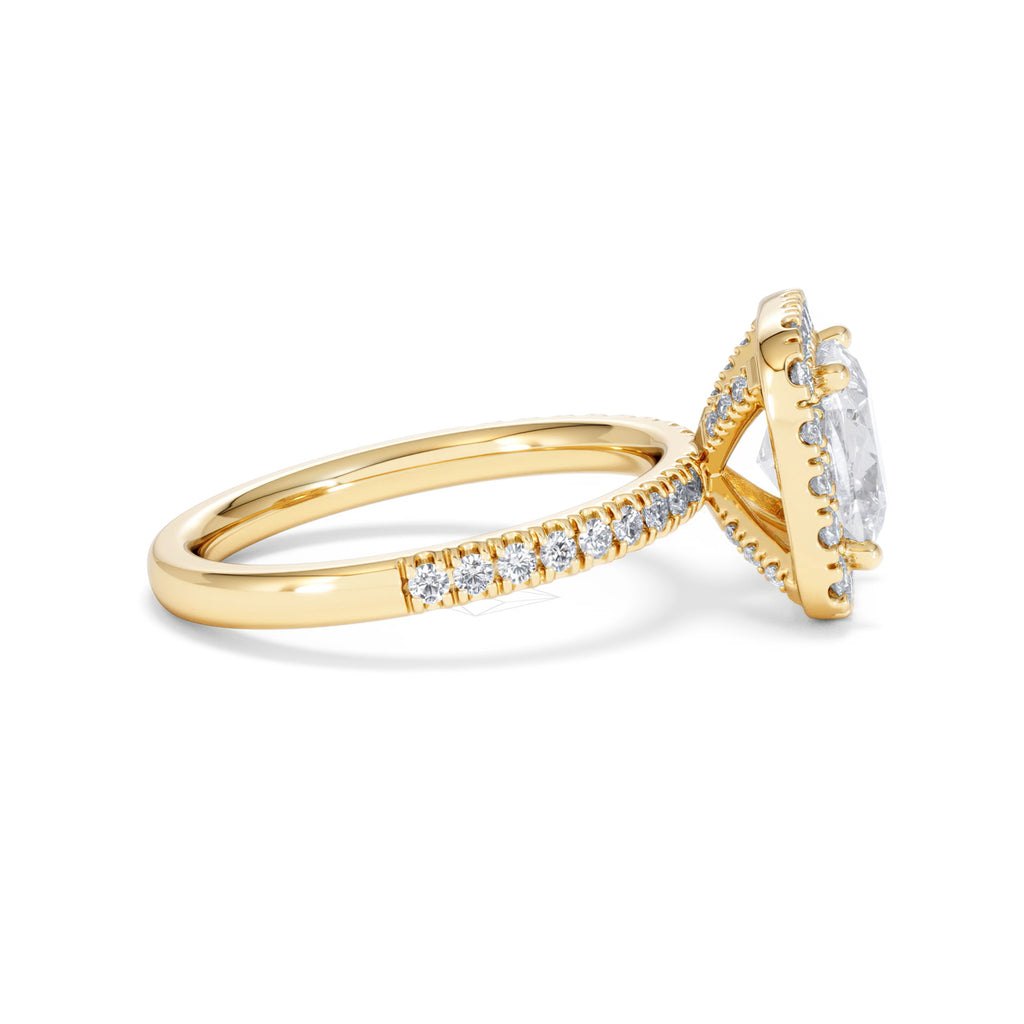 2.60ct Beatrice Lab Diamond Halo Engagement Ring in 18K Gold F/VS1