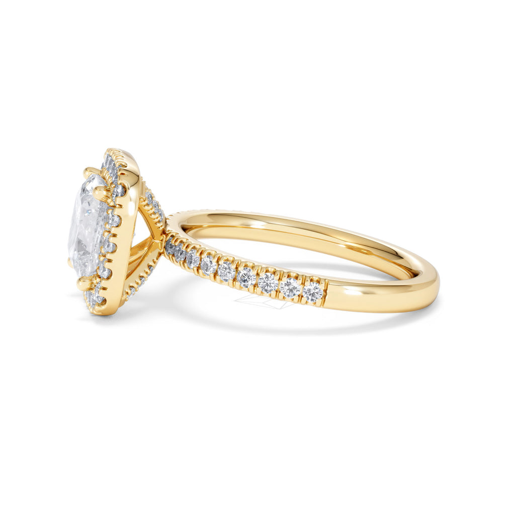 2.60ct Beatrice Lab Diamond Halo Engagement Ring in 18K Gold F/VS1