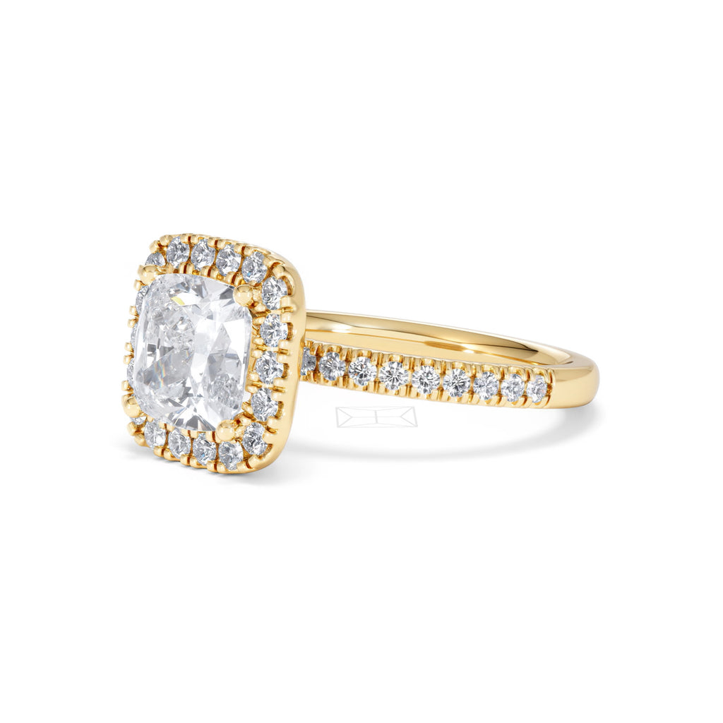 2.60ct Beatrice Lab Diamond Halo Engagement Ring in 18K Gold F/VS1