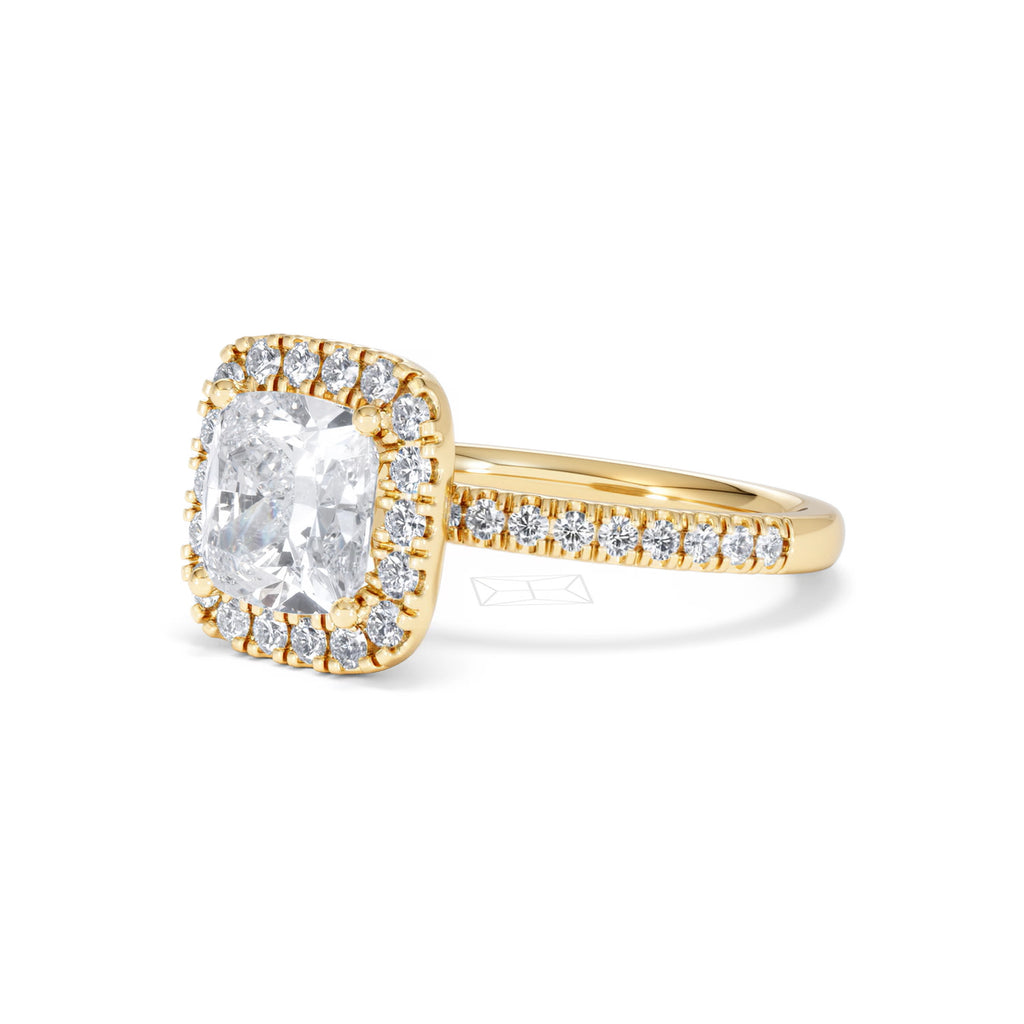 2.60ct Beatrice Lab Diamond Halo Engagement Ring in 18K Gold F/VS1