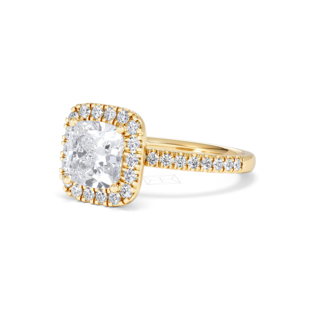 2.60ct Beatrice Lab Diamond Halo Engagement Ring in 18K Gold F/VS1