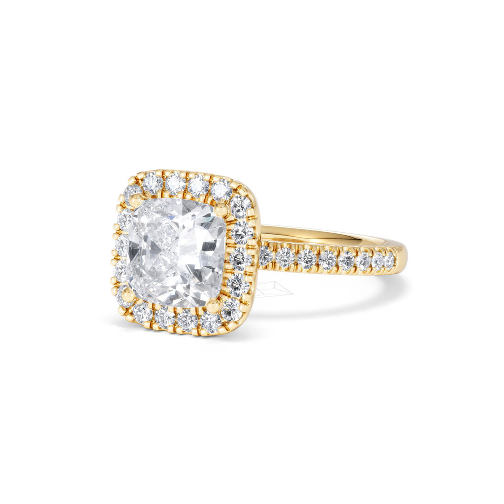 2.60ct Beatrice Lab Diamond Halo Engagement Ring in 18K Gold F/VS1