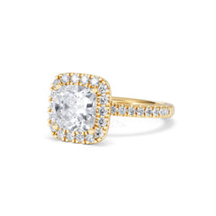 2.60ct Beatrice Lab Diamond Halo Engagement Ring in 18K Gold F/VS1