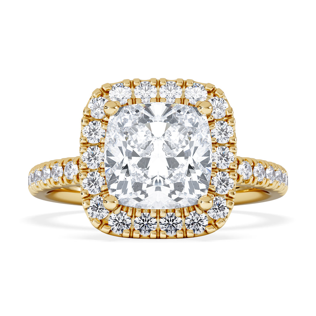 2.60ct Beatrice Lab Diamond Halo Engagement Ring in 18K Gold F/VS1