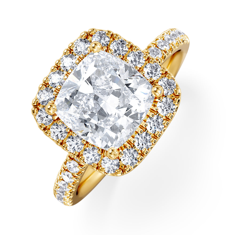 2.60ct Beatrice Lab Diamond Halo Engagement Ring in 18K Gold F/VS1