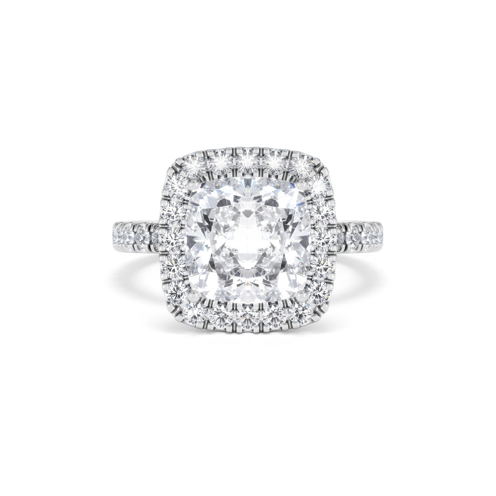 Beatrice 3.55ct Lab Diamond Cushion Cut Engagement Ring in 18K White Gold G/VS1