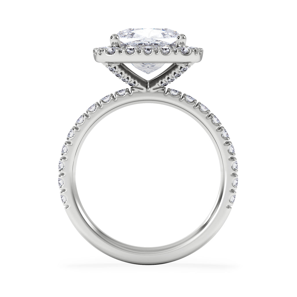 Beatrice 3.55ct Lab Diamond Cushion Cut Engagement Ring in 18K White Gold G/VS1