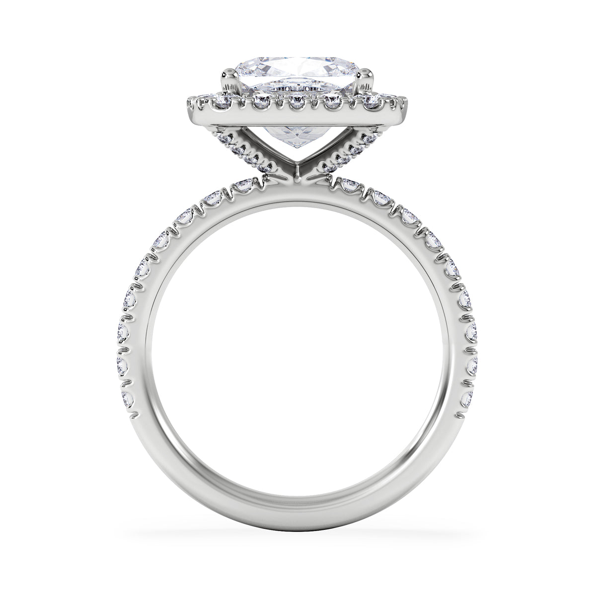 Beatrice 3.55ct Lab Diamond Cushion Cut Engagement Ring in 18K White Gold G/VS1