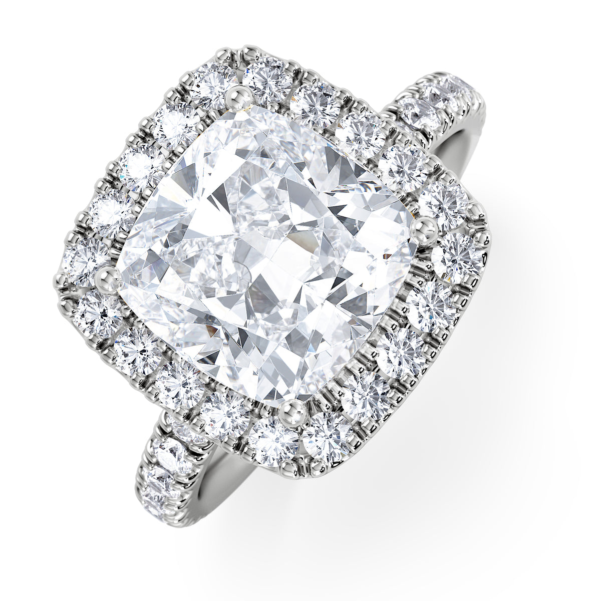 Beatrice 3.55ct Lab Diamond Cushion Cut Engagement Ring in 18K White Gold G/VS1