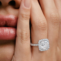 Beatrice 3.55ct Lab Diamond Cushion Cut Engagement Ring in 18K White Gold G/VS1