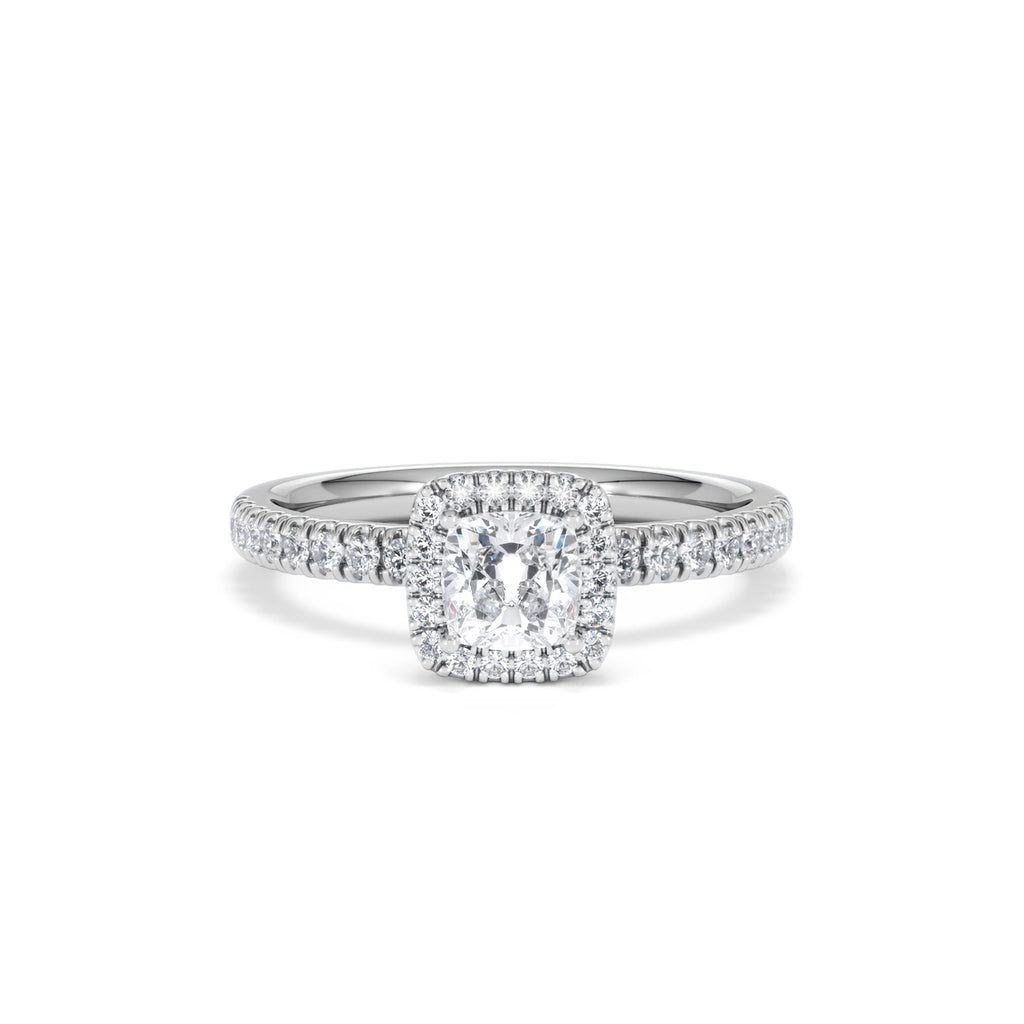 Beatrice Lab Diamond Halo Engagement Ring 18K White Gold 1ct F/VS1