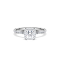 Beatrice Lab Diamond Halo Engagement Ring in Platinum 1ct F/VS1