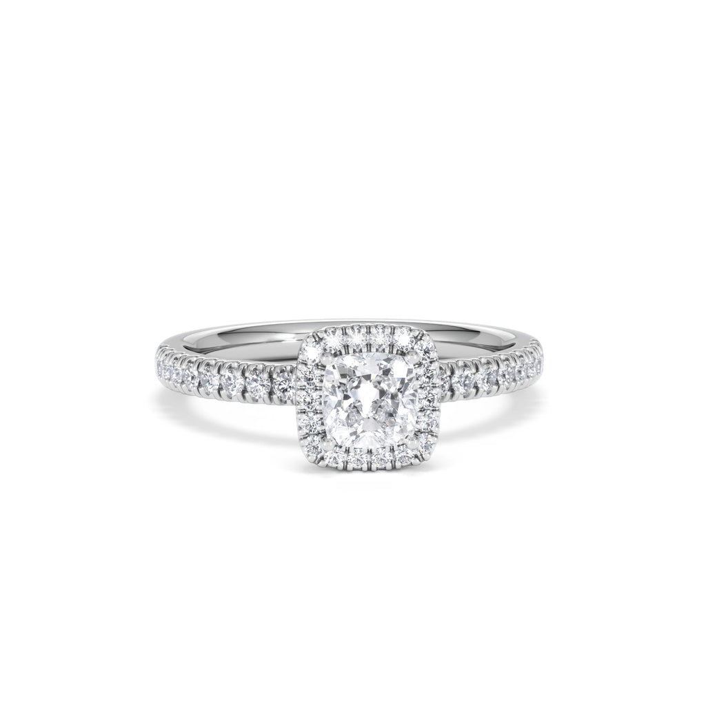 Beatrice Lab Diamond Halo Engagement Ring in Platinum 1ct F/VS1