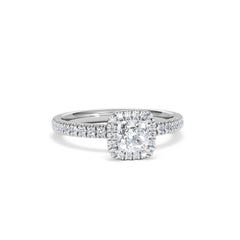 Beatrice Lab Diamond Halo Engagement Ring in Platinum 1ct F/VS1