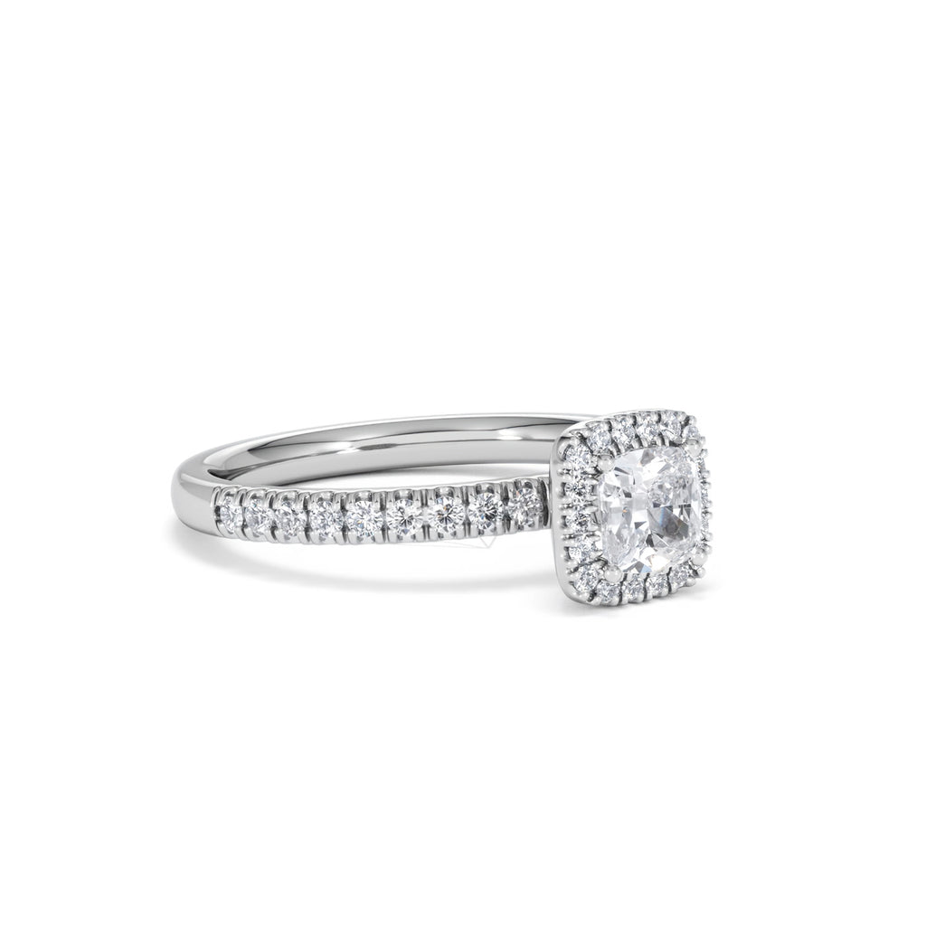 Beatrice Lab Diamond Halo Engagement Ring 18K White Gold 1ct F/VS1