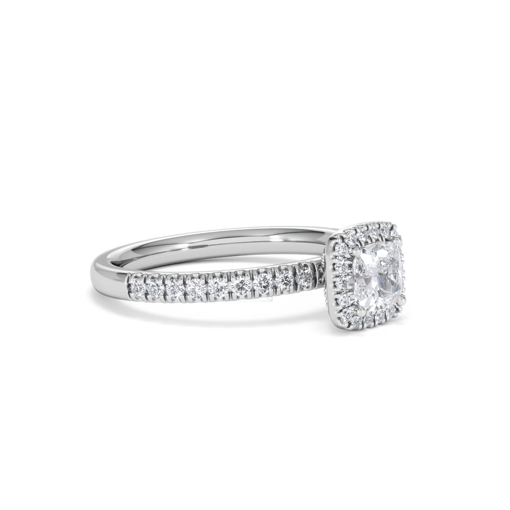 Beatrice Diamond Halo Engagement Ring in Platinum 1ct H/SI