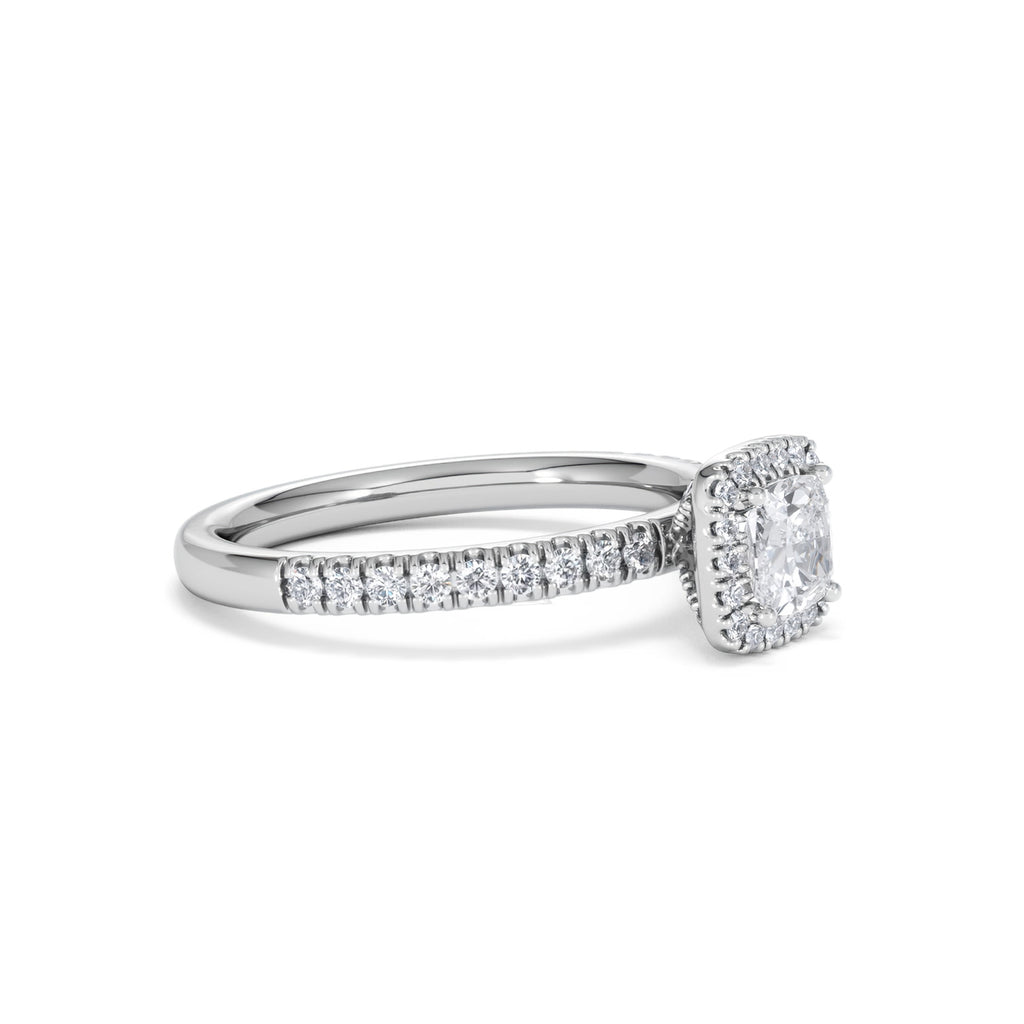 Beatrice Diamond Halo Engagement Ring in Platinum 1ct H/SI