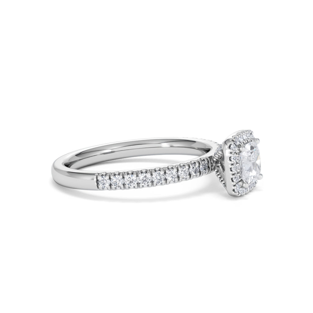 Beatrice Lab Diamond Halo Engagement Ring in Platinum 1ct F/VS1